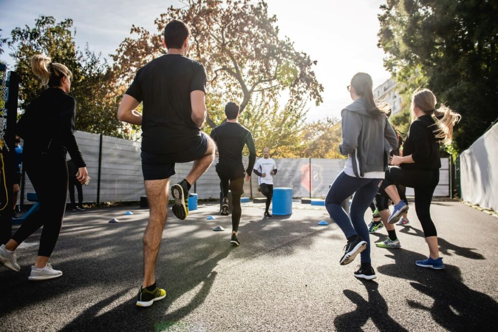 Group of people doing aerobic exercise