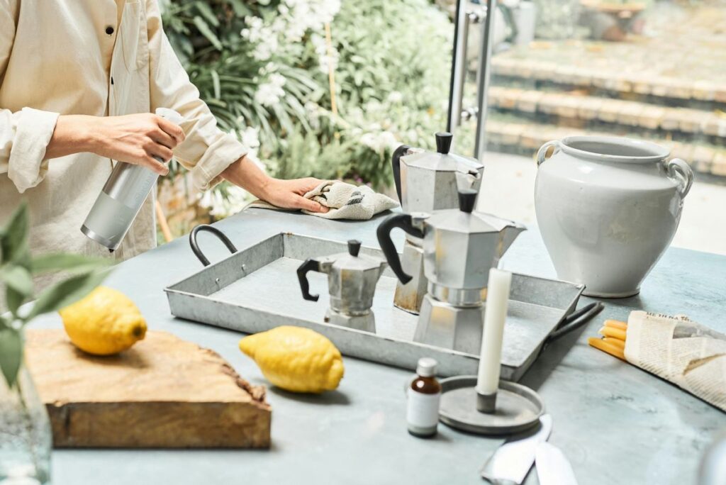 Woman cleaning in a kitchen