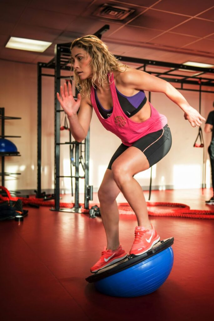 Woman doing a balancing exercise