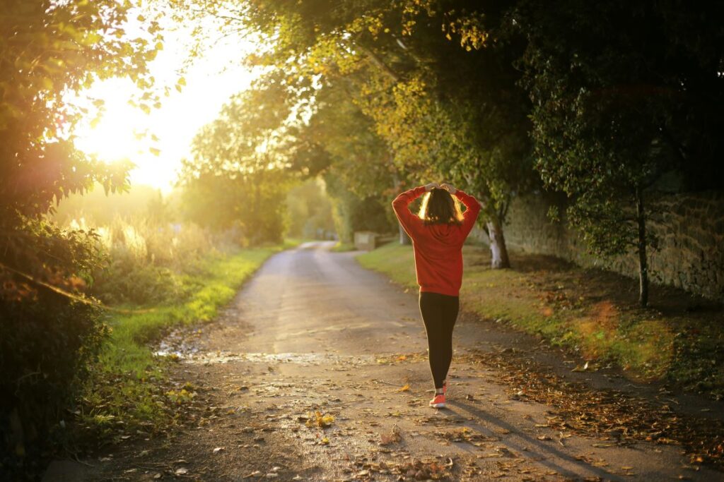 Woman walking in the countryside