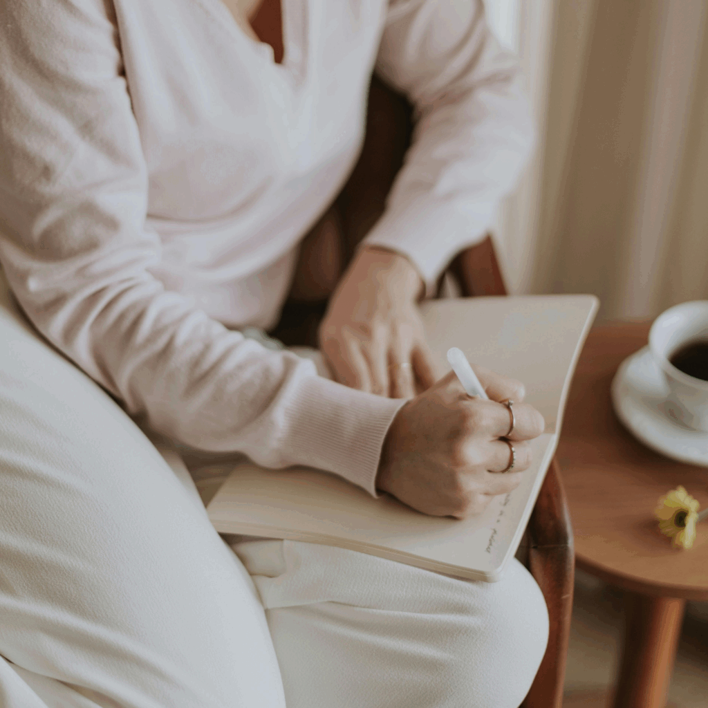 Midlife woman organizing her week to reduce mental clutter.