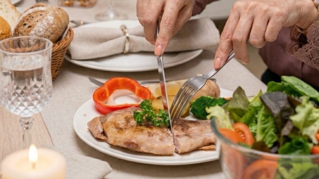 Healthy balanced meal to support hormone health and nutrition during perimenopause